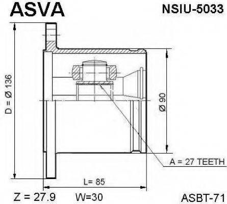 Шарнирный комплект, приводной вал ASVA NSIU-5033