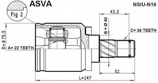 ASVA NSIUN16 Шарнирный комплект, приводной вал