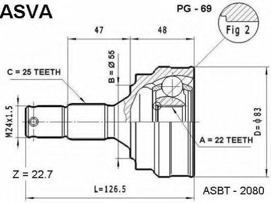 ASVA PG69 Шарнірний комплект, приводний вал