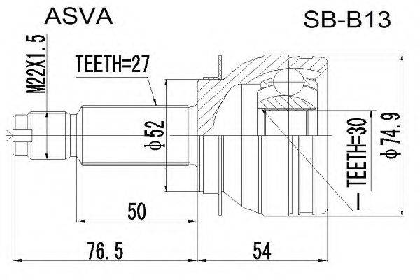 ASVA SBB13 Шарнирный комплект, приводной вал