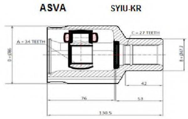 Шарнирный комплект, приводной вал ASVA SYIU-KR