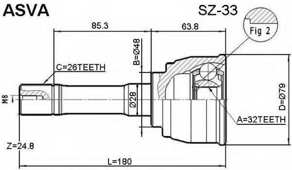 ASVA SZ33 Шарнирный комплект, приводной вал