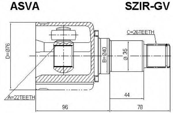 Шарнірний комплект, приводний вал ASVA SZIR-GV