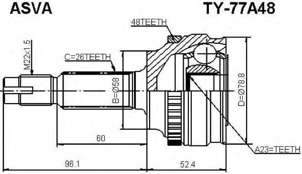 ASVA TY77A48 Шарнирный комплект, приводной вал