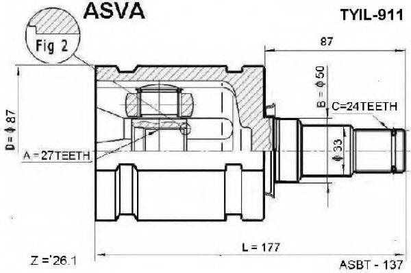 ASVA TYIL911 Шарнирный комплект, приводной вал