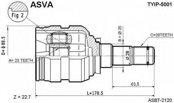 ASVA TYIP5001 Шарнирный комплект, приводной вал