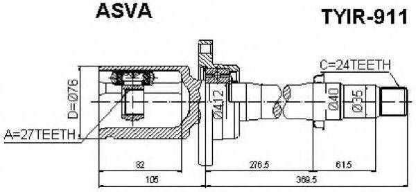 ASVA TYIR911 Шарнірний комплект, приводний вал