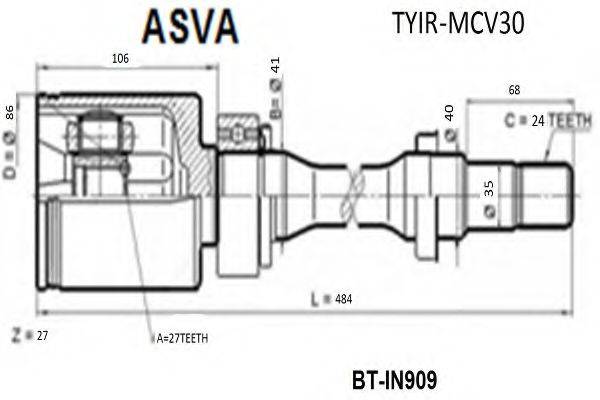 Шарнірний комплект, приводний вал ASVA TYIR-MCV30