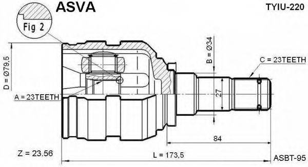 Шарнірний комплект, приводний вал ASVA TYIU-220