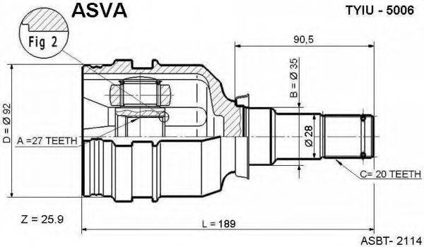 ASVA TYIU5006 Шарнирный комплект, приводной вал