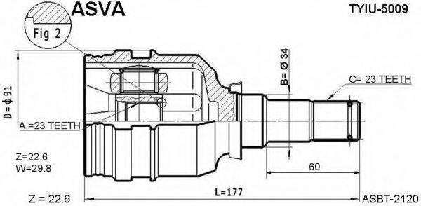 Шарнірний комплект, приводний вал ASVA TYIU-5009