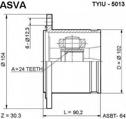 ASVA TYIU5013 Шарнирный комплект, приводной вал