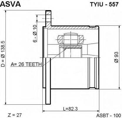 ASVA TYIU557 Шарнирный комплект, приводной вал