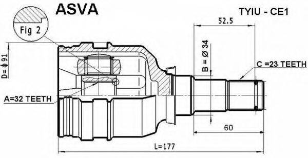 Шарнірний комплект, приводний вал ASVA TYIU-CE1