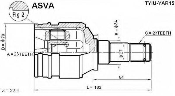 Шарнирный комплект, приводной вал ASVA TYIU-YAR15