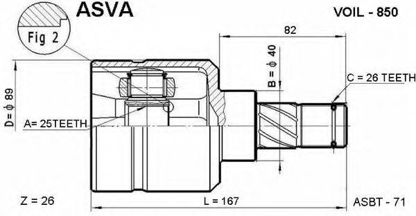 ASVA VOIL850 Шарнирный комплект, приводной вал
