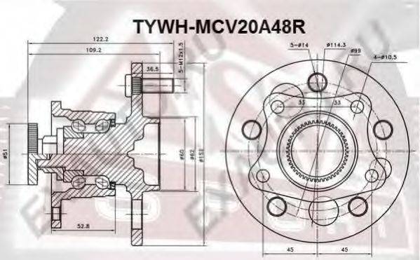 Маточина колеса ASVA TYWH-MCV20A48R