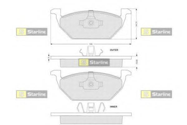 Комплект тормозных колодок, дисковый тормоз STARLINE BD S004S