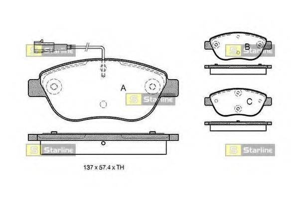 Комплект тормозных колодок, дисковый тормоз STARLINE BD S324P