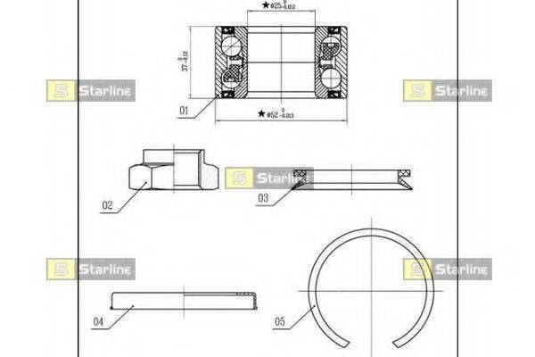 Комплект подшипника ступицы колеса STARLINE LO 03556