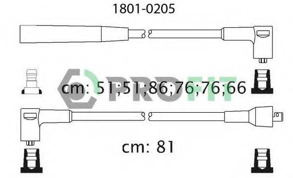 Комплект дротів запалення PROFIT 1801-0205