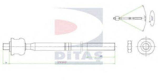 DITAS A25633 Осевой шарнир, рулевая тяга