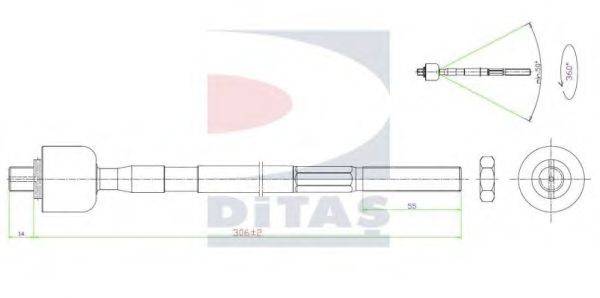 Осьовий шарнір, рульова тяга DITAS A2-5639