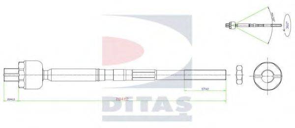 Осьовий шарнір, рульова тяга DITAS A2-5640
