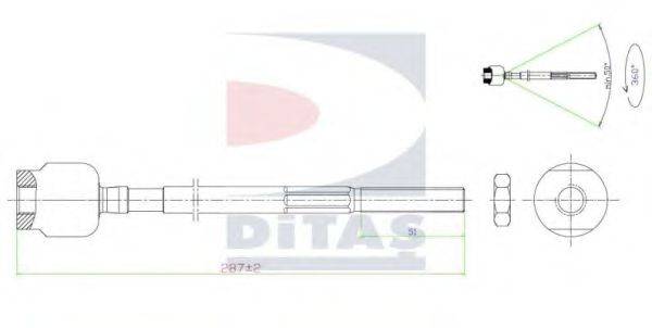 DITAS A25656 Осевой шарнир, рулевая тяга