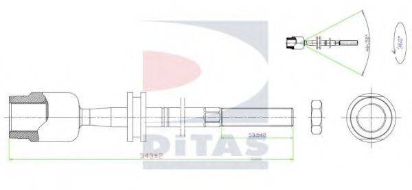 Осевой шарнир, рулевая тяга DITAS A2-5659