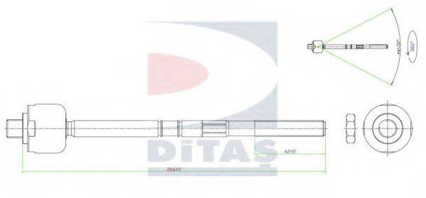 DITAS A25413 Осевой шарнир, рулевая тяга
