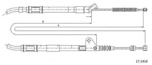 Трос, стояночная тормозная система CABOR 17.1416