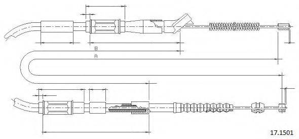Трос, стояночная тормозная система CABOR 17.1501