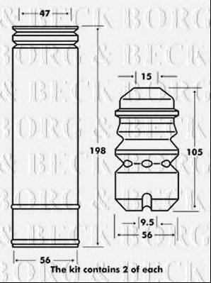 BORG & BECK BPK7016 Пылезащитный комплект, амортизатор