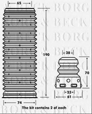 BORG & BECK BPK7073 Пылезащитный комплект, амортизатор