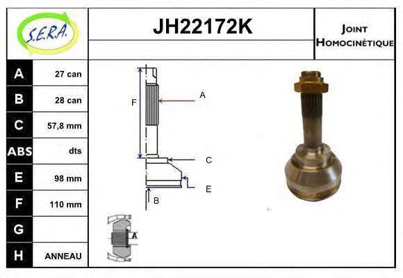 SERA JH22172K Шарнірний комплект, приводний вал