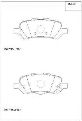 Комплект тормозных колодок, дисковый тормоз ASIMCO KD2520