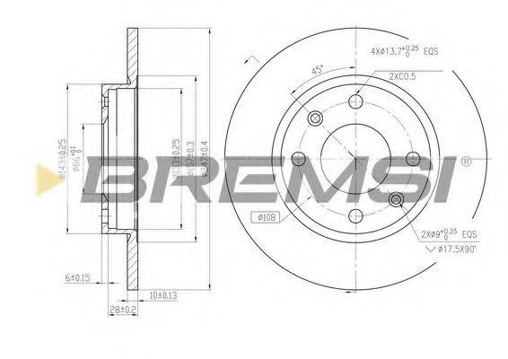 гальмівний диск BREMSI DBA059S