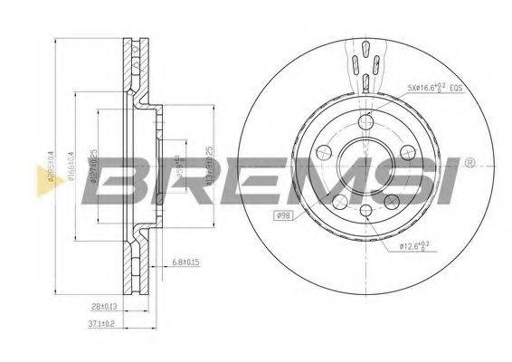 BREMSI DBB165V Тормозной диск