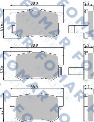 Комплект гальмівних колодок, дискове гальмо FOMAR FRICTION FO 933281