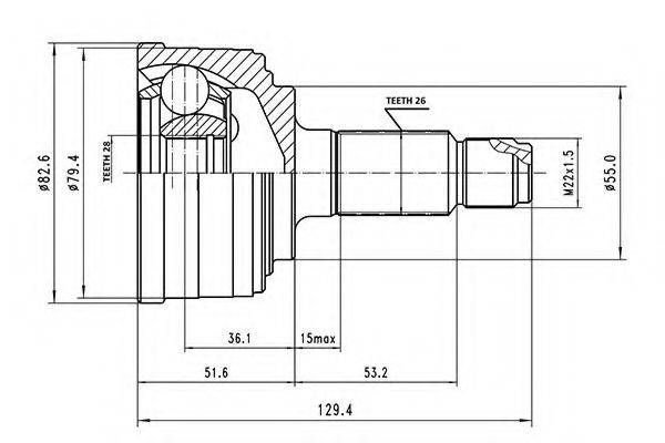 AYWIPARTS AW1510140 Шарнирный комплект, приводной вал