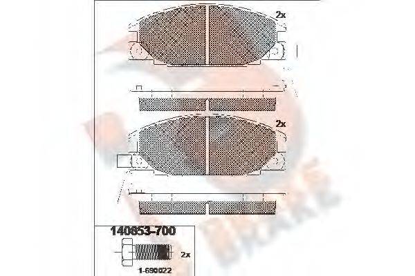 R BRAKE RB0853700 Комплект тормозных колодок, дисковый тормоз