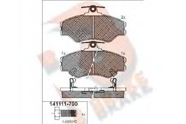 Комплект гальмівних колодок, дискове гальмо R BRAKE RB1111-700