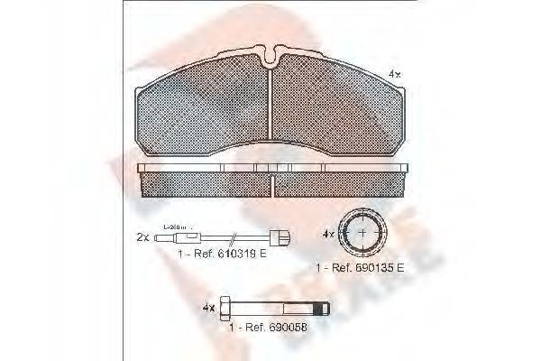 R BRAKE RB1499 Комплект тормозных колодок, дисковый тормоз