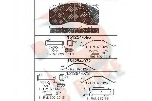 Комплект тормозных колодок, дисковый тормоз R BRAKE RB1254-066