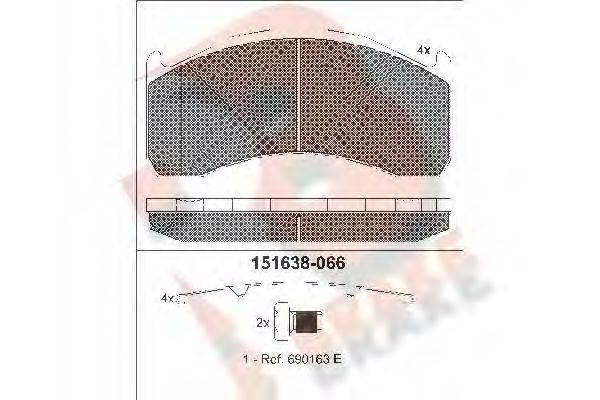 Комплект гальмівних колодок, дискове гальмо R BRAKE RB1638-066