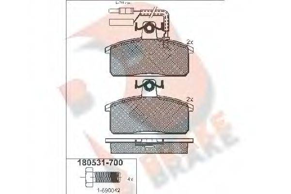 R BRAKE RB0531700 Комплект тормозных колодок, дисковый тормоз