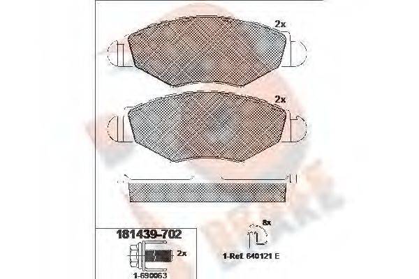 Комплект гальмівних колодок, дискове гальмо R BRAKE RB1439-702
