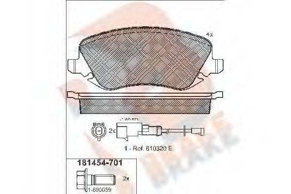 R BRAKE RB1454701 Комплект тормозных колодок, дисковый тормоз