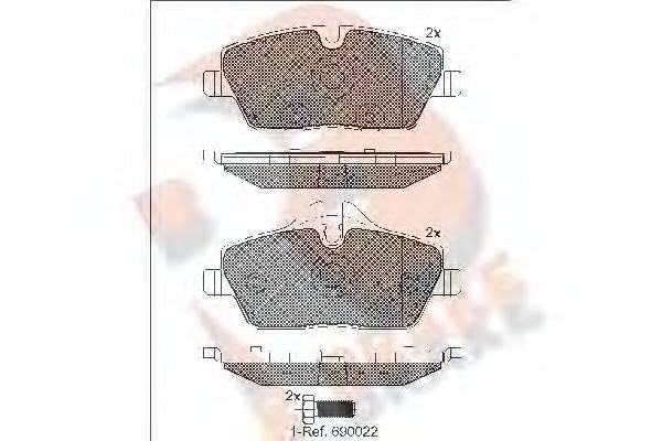 Комплект гальмівних колодок, дискове гальмо R BRAKE RB1662-202